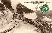 Ascent of the Puy-de-Dôme, 1910, showing the central rail. Much of the track was laid alongside the road to the summit.