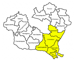 Mandals in Vijayawada revenue division (in yellow) of NTR district