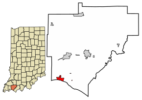 Location of Newburgh in Warrick County, Indiana
