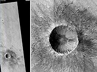 Winslow Crater, as seen by HiRISE. Scale bar is 1000 meters long. Crater is named after the town of Winslow, Arizona, just east of Meteor Crater because of its similar size and infrared characteristics.