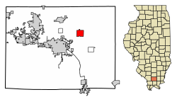 Location of Pittsburg in Williamson County, Illinois.