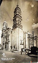 Zacatecas Cathedral with its recently completed North tower, 1904.