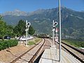 Treno per Malles in arrivo alla stazione di Marlengo nell'agosto 2012