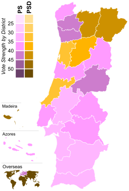 Strongest party by district.