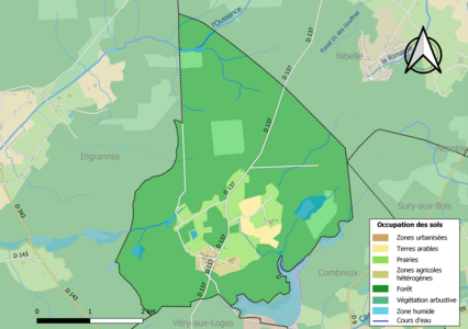 Carte des infrastructures et de l'occupation des sols de la commune en 2018 (CLC).