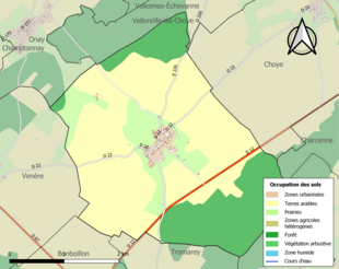 Carte en couleurs présentant l'occupation des sols.