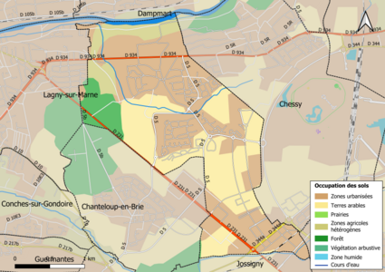 Carte des infrastructures et de l'occupation des sols en 2018 (CLC) de la commune.