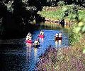 Canoes on the Blackstone Canal. Horses, on parallel towpaths, pulled barges and carried thousands of tons of goods yearly to Providence, Rhode Island and Worcester