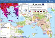 Carte de situation et de la réponse européenne le 18 juillet 2023