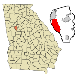 Location in Fayette County and the state of Georgia