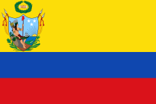(1819) The flag of Gran Colombia, which won independence from Spain, then broke into three countries (Colombia, Venezuela and Ecuador) in 1830.