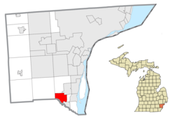 Location within Wayne County and the state of Michigan