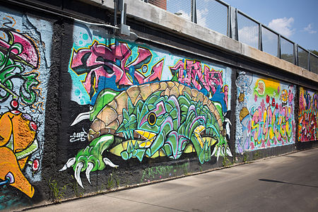 Graffiti alongside the Bloomingdale Trail in 2015