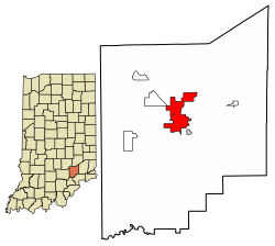 Location of North Vernon in Jennings County, Indiana
