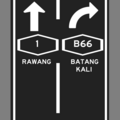 Junction direction lettering with arrow and route code (Option 2)