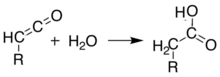 Hydration reaction of a ketene, yielding carboxylic acid