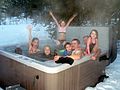 Bathers enjoying a hot tub in the winter in Keystone, Colorado