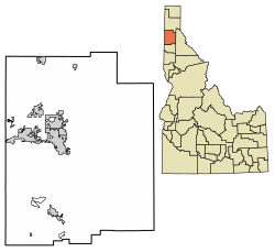 Location of Stateline in Kootenai County, Idaho
