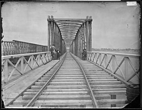 The railroad span after rails were moved to it in 1865