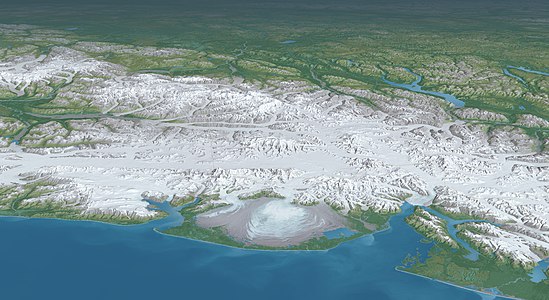 3D rendering of Saint Elias Mountains, by Tom Patterson