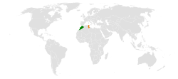 Map indicating locations of Morocco and Tunisia