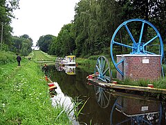 Inclined plane on the Elbląg Canal, showing a vessel entering the cradle