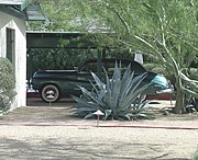 L. Ron Hubbard's car, a 1947 Buick Super 8 . Hubbard founded the Church of Scientology. His house is listed in the National Register of Historic Places, ref: #09000953. The car is parked in the back of the property.
