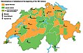 Image 9Religious geography in 1800 (orange: Protestant, green: Catholic). (from History of Switzerland)
