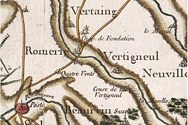 Carte de Cassini vers 1750.