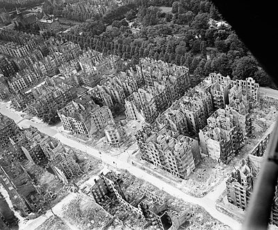 Photograph of the aftermath of the bombing of Hamburg in World War II