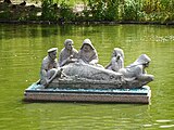 The sculpture of the fishermen by Leon Machowski, at the Krasiński Garden Pond.