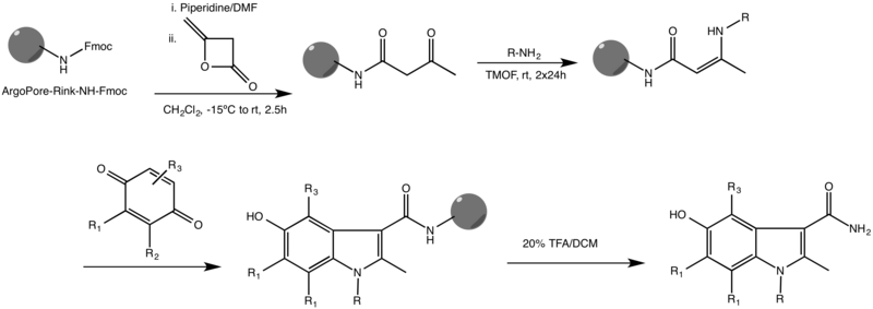 Description of the solid-phase Nenitzescu indole synthesis