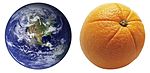 Image illustrant le vers du poète français Paul Éluard : « La Terre est bleue comme une orange », célèbre comparaison surréaliste.