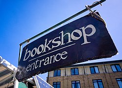 Bookshop entrance sign.