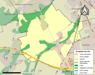 Carte en couleurs présentant l'occupation des sols.