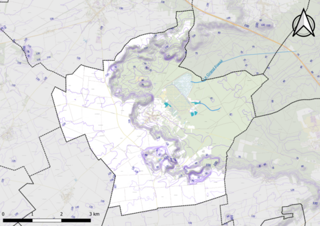 Carte montrant en couleurs le relief d'une commune