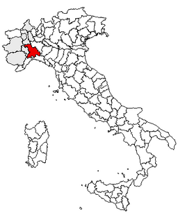 Karta över Italien med Provincia di Alessandria markerat