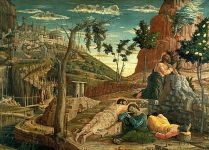 Andrea Mantegna, La Prière au Jardin des Oliviers, 1459, huile sur bois, 71 × 94 cm.
