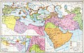 An old (1886) German-language map showing the main phases of the early Muslim conquest by reign (i.e. expansion phases under the various caliphs)