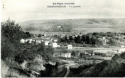 Vue générale de Champigneulles, carte postale ancienne 1904-1914