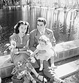 Queen Fawzia with Shah Mohammad Reza Pahlevi and their daughter, Princess Shahnaz in Tehran during the Second World War.