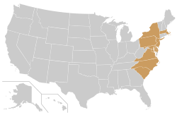 Location of teams in Coastal Athletic Association