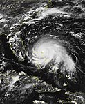 Hurricane Dorian approaching peak intensity over the Abaco Islands on September 1