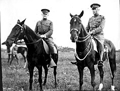 General Lewis and General Pershing on horseback in Texas 1924