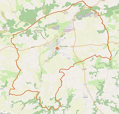 Carte en couleurs représentant les limites d'une commune.