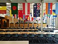 The display of flags in the cafeteria within the IBM facility in Rochester, Minnesota.