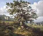 Painting of the Wallace Oak in Elderslie