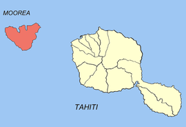 Location of the commune (in red) within the Windward Islands. The atoll of Maiao lies outside of the map.