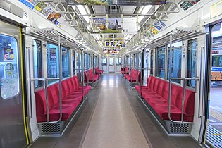 Interior of a refurbished 8000 series car, December 2020