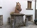 Horse head sculpture of courtyard